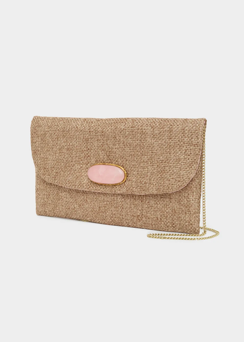 MANIK BROWN POCHETTE W/ NATURAL STONE