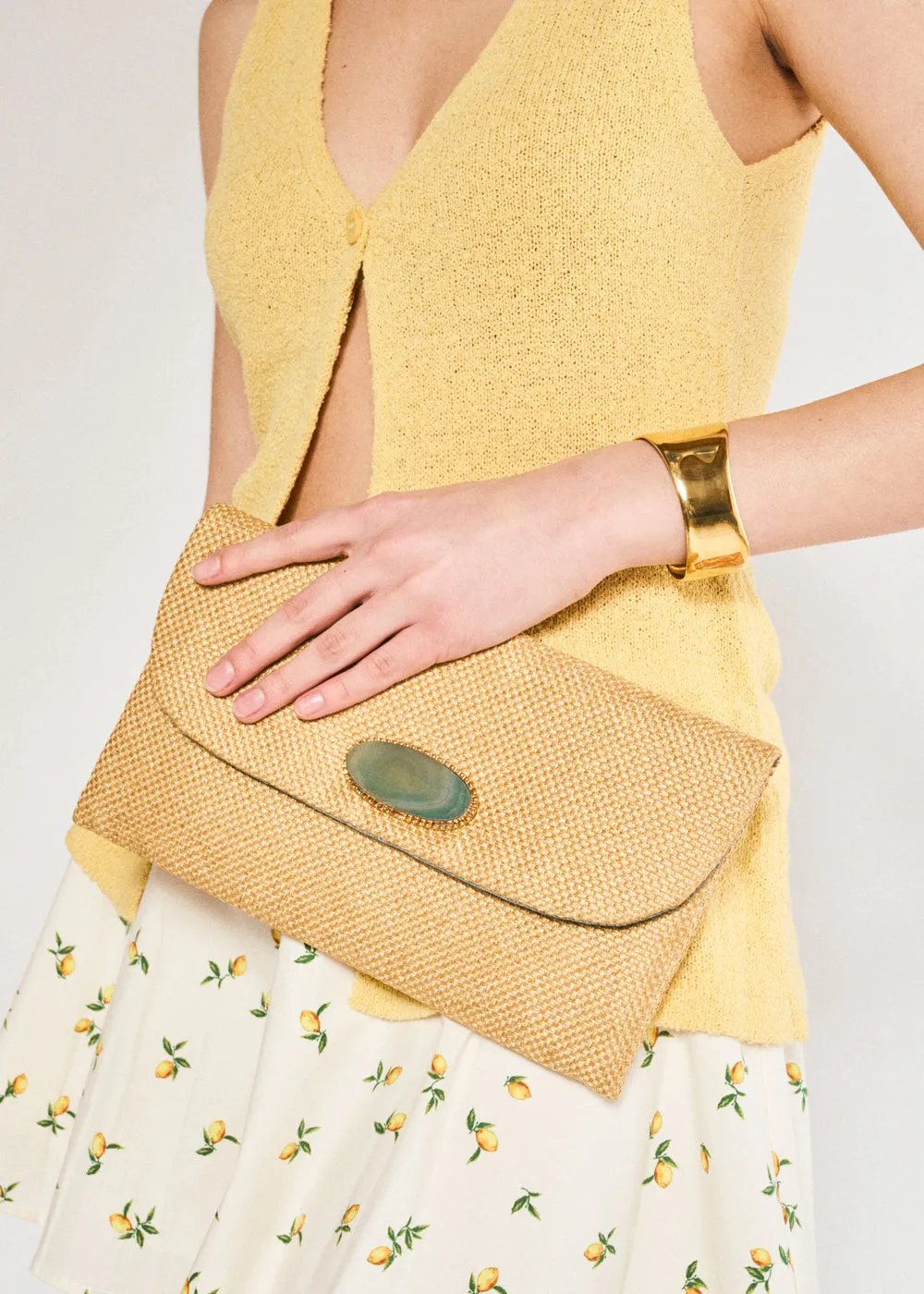 MANIK BROWN POCHETTE W/ NATURAL STONE