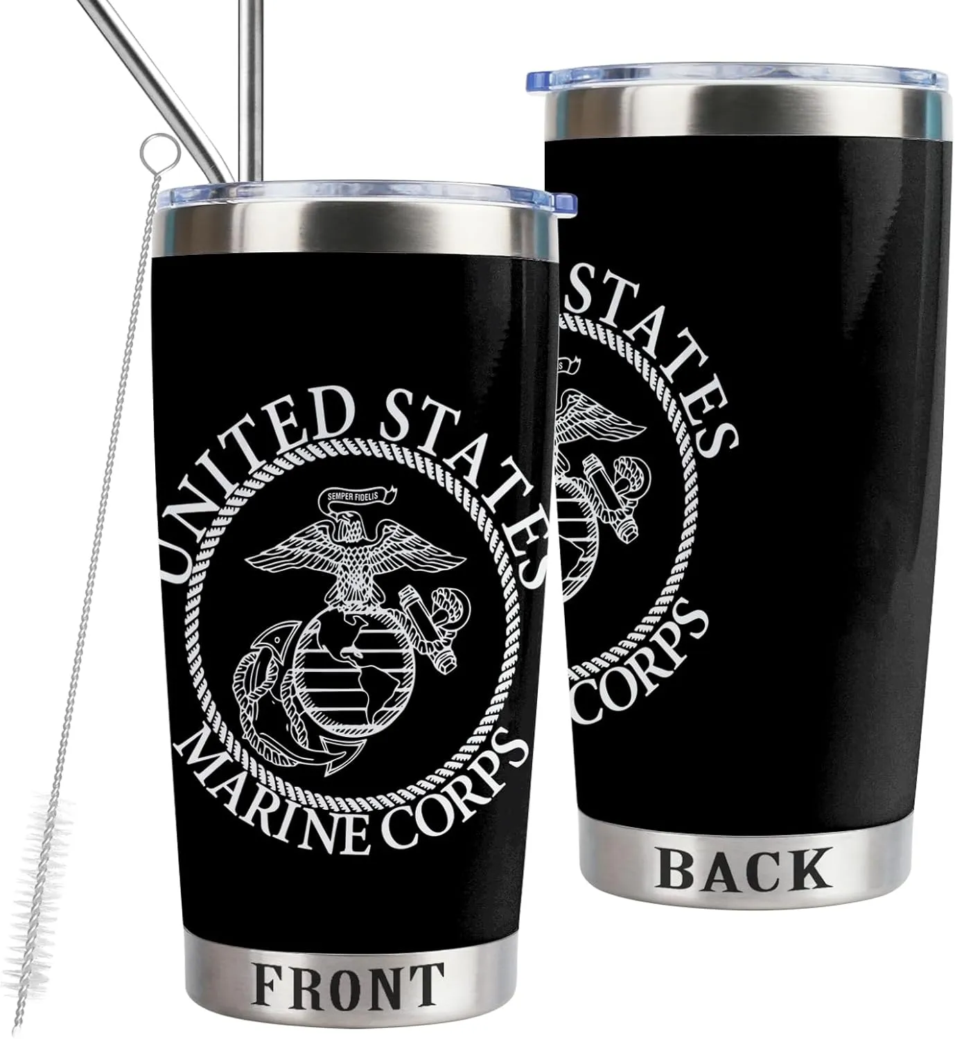 Marine Corps Gift 20oz Tumbler with Lid and Straw,Stainless Steel Vacuum Insulated Double Wall Travel Tumbler (Marine Corps)
