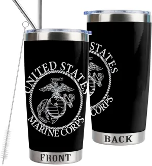 Marine Corps Gift 20oz Tumbler with Lid and Straw,Stainless Steel Vacuum Insulated Double Wall Travel Tumbler (Marine Corps)