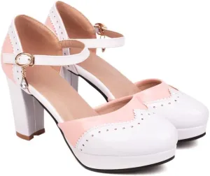 Mary Jane Heels for Women Bow Lolita Platform High Heels Kawaii Shoes Dress Round Toe Pumps