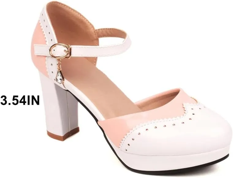Mary Jane Heels for Women Bow Lolita Platform High Heels Kawaii Shoes Dress Round Toe Pumps