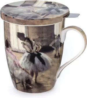 McIntosh Edgar Degas The Dance Lesson Fine Bone China (15 oz) Tea Mug with Lid and Infuser in Matching Gift Box