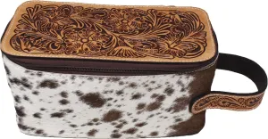 Men Women Western Wool Floral Tooled Leather Travel Toiletry Dopp Kit Bag 18FKTDopp