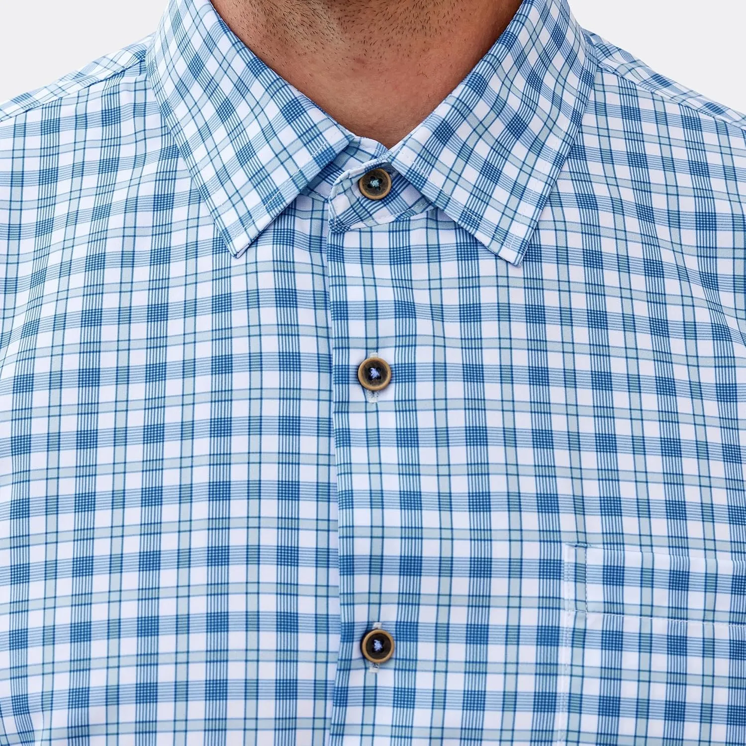 Mens Casual Button Down Shirts Wrinkle Free 4-Way Stretch Dress Shirs Short Sleeve Plaid Summer Shirts for Men