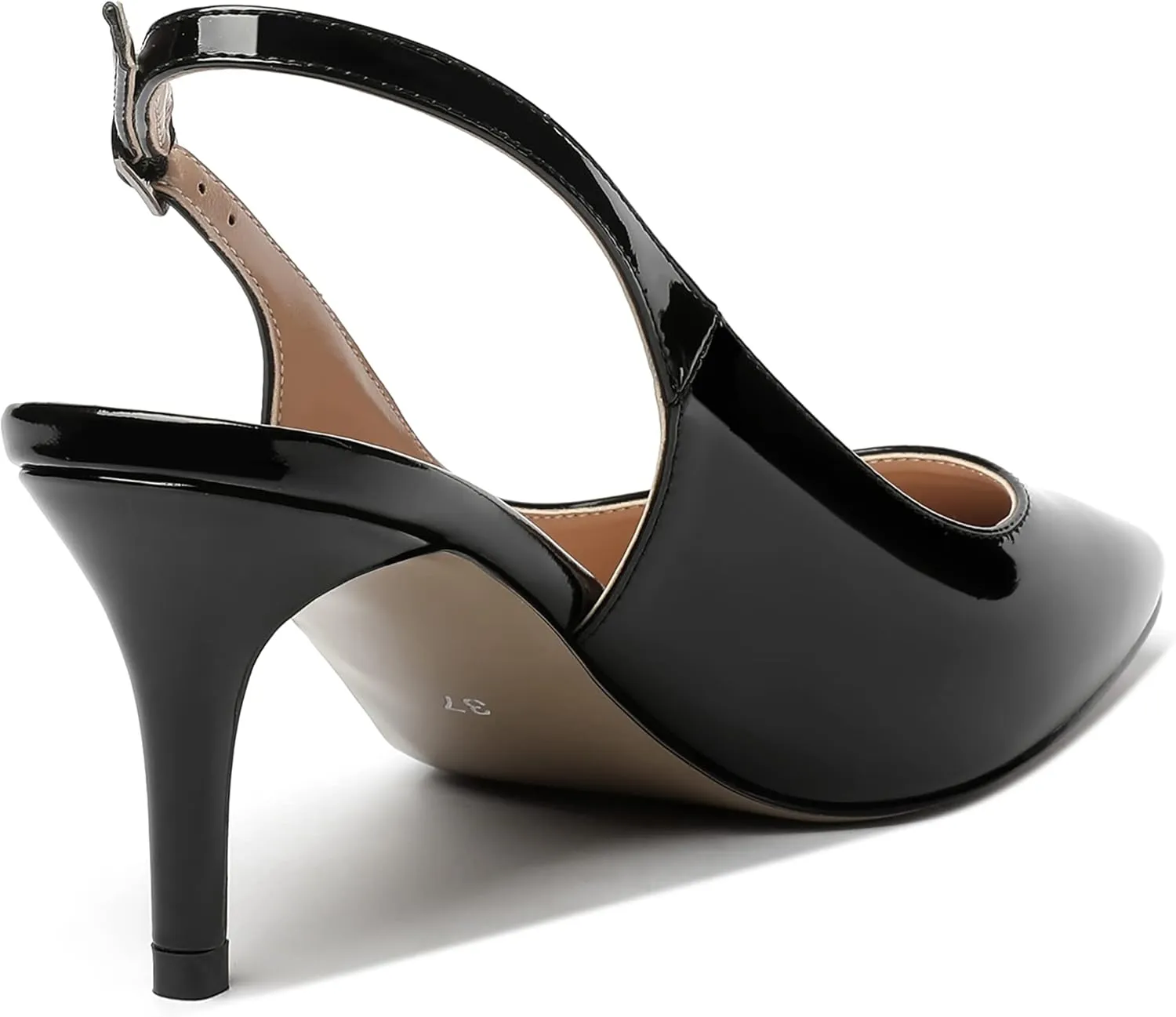 MERRORI Women's Slingback Stiletto Mid Heel Pumps Shoes Square Toe Patent Dess Shoes Womens Pumps 2.5 Inch