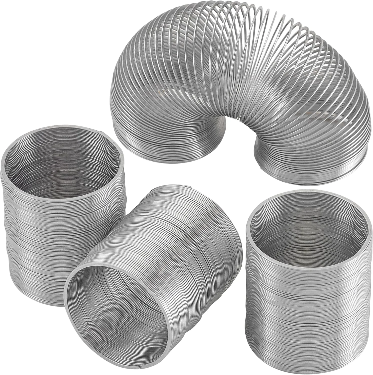 Metal Coil Spring Walking Toys 2" - Set of 4 - Ideal for Kids Teens & Adults Novelty Prize Party Favor Great for Classroom Games Travel Activities Slinky Toy for Fun Deter Squirrel and Pests