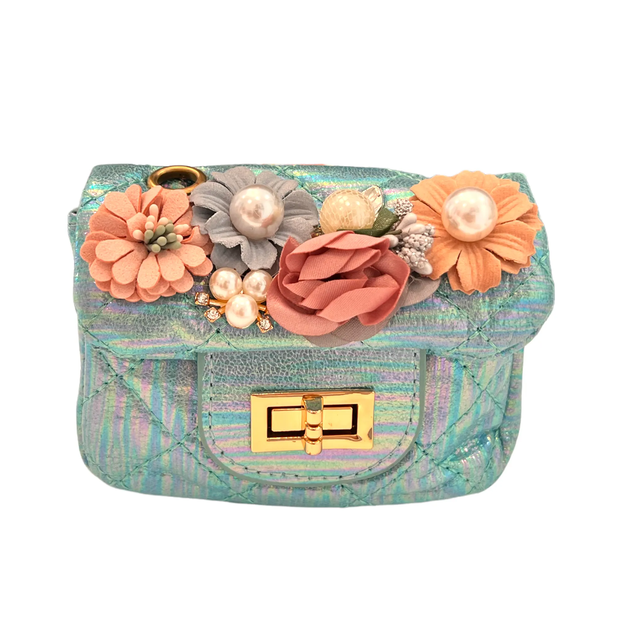 Metallic Coco Flower Bud Mini Purse
