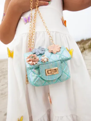 Metallic Coco Flower Bud Mini Purse