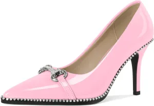 Mettesally Women High Heels Rhinestones Stiletto Pumps Closed Pointed Toe Heels Party Wedding Dress Shoes 3.5 Inch
