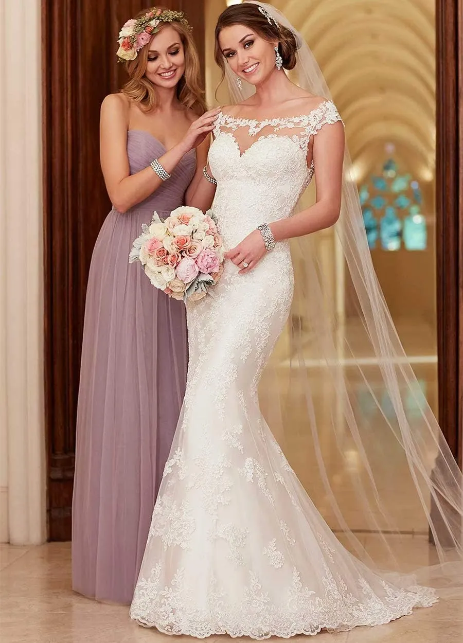Miao Duo Women's Beach Wedding Dresses for Bride 2025 Long Lace Wedding Bridal Gowns YZTSWD057