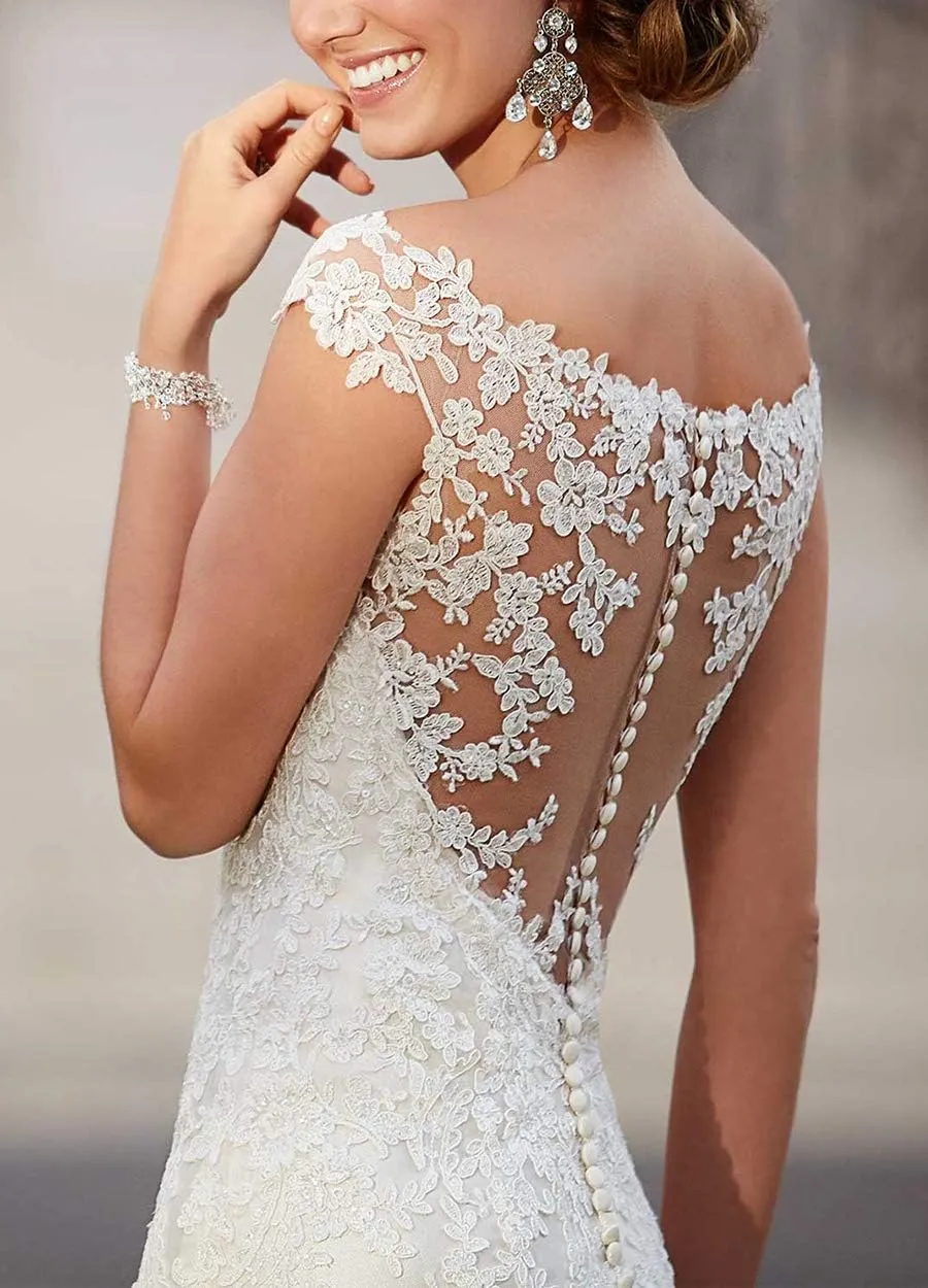 Miao Duo Women's Beach Wedding Dresses for Bride 2025 Long Lace Wedding Bridal Gowns YZTSWD057