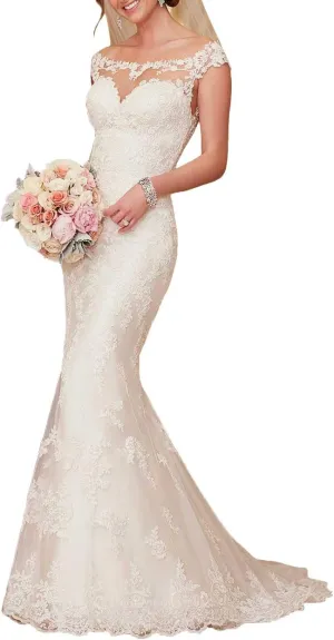 Miao Duo Women's Beach Wedding Dresses for Bride 2025 Long Lace Wedding Bridal Gowns YZTSWD057