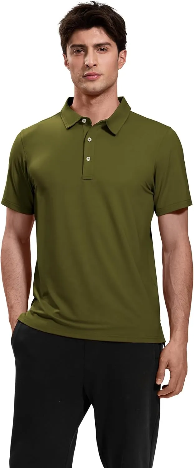 MIER Polo Shirts for Men Short Sleeve Dry Fit Performance Golf Tennis Active Collared Shirts, UPF 50  Sun Protection