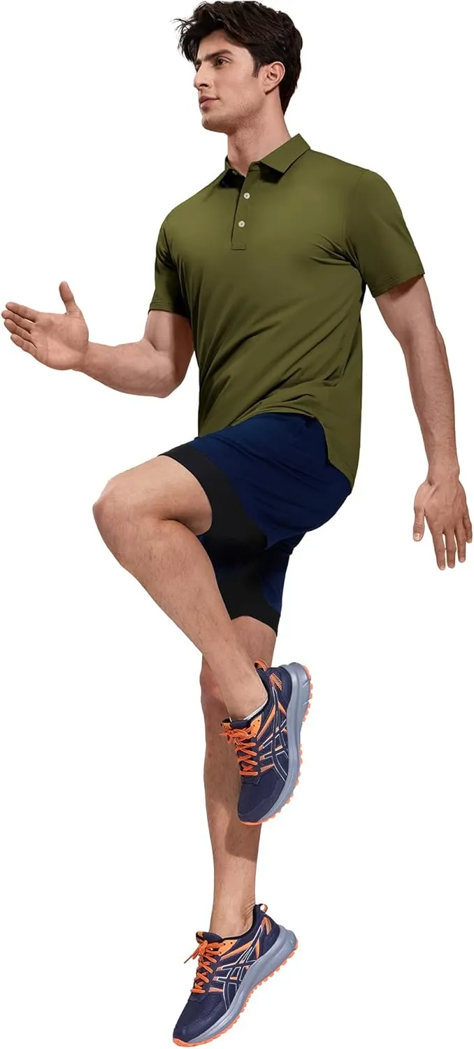 MIER Polo Shirts for Men Short Sleeve Dry Fit Performance Golf Tennis Active Collared Shirts, UPF 50  Sun Protection