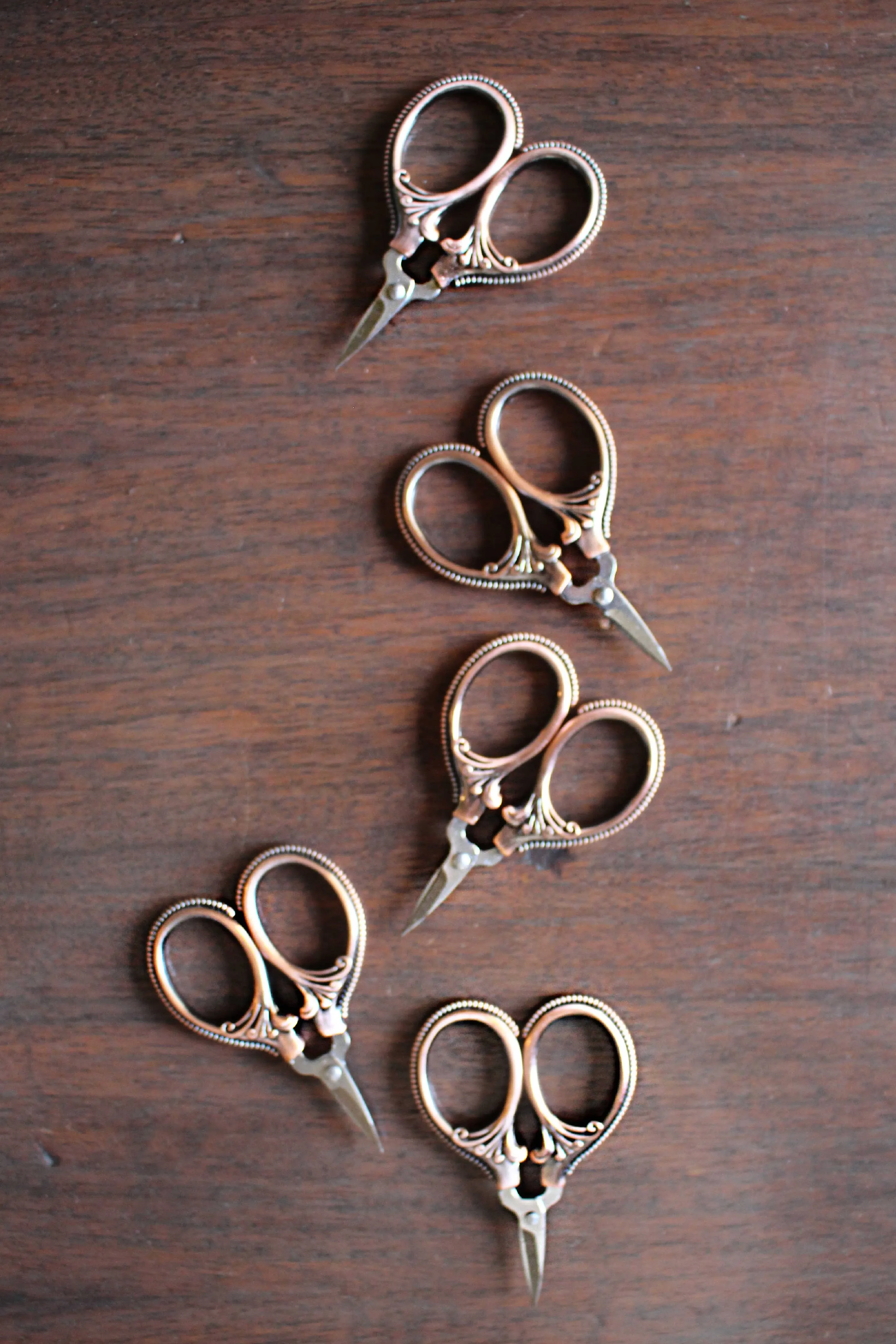 Mini Embroidery Scissors Antique Copper Color - 2 1/4 inch long