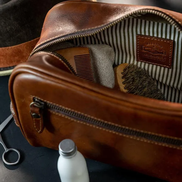 Mission Mercantile Benjamin Leather Toiletry Wash Bag