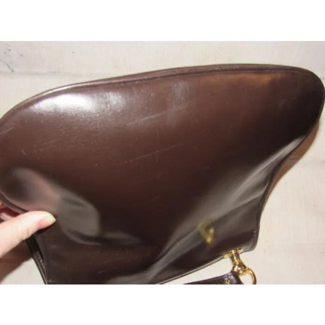 Mod, RARE, delicious, chocolate brown leather, Gucci 'Blondie', shoulder style, saddle bag with large, gold 'GG' emblem