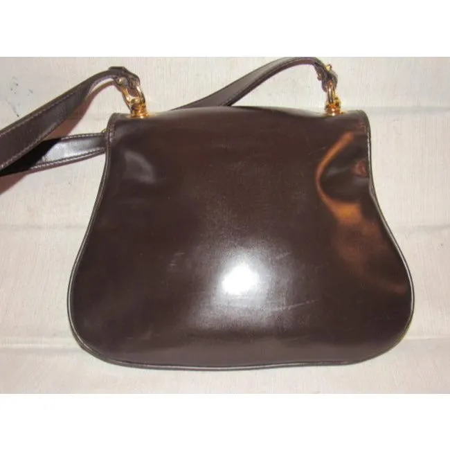 Mod, RARE, delicious, chocolate brown leather, Gucci 'Blondie', shoulder style, saddle bag with large, gold 'GG' emblem