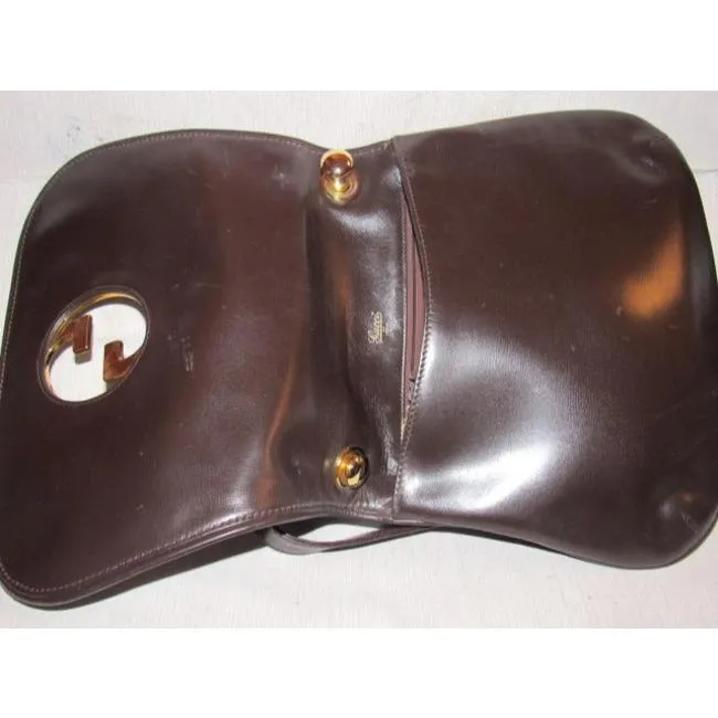 Mod, RARE, delicious, chocolate brown leather, Gucci 'Blondie', shoulder style, saddle bag with large, gold 'GG' emblem