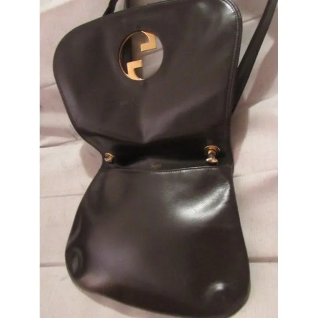 Mod, RARE, delicious, chocolate brown leather, Gucci 'Blondie', shoulder style, saddle bag with large, gold 'GG' emblem