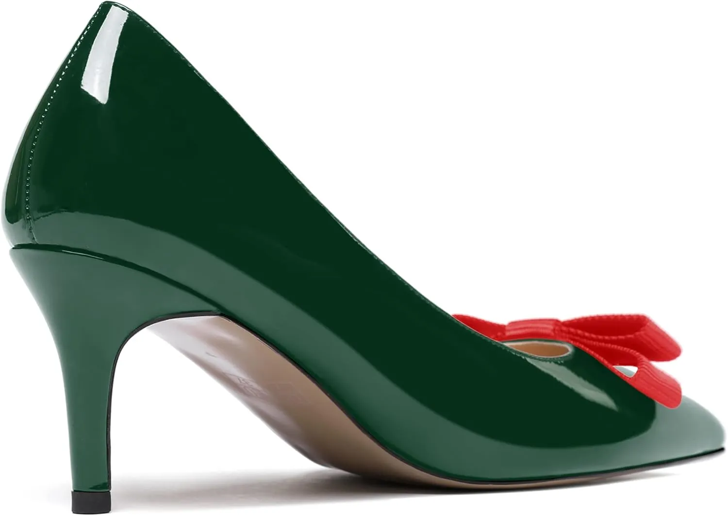 MODENCOCO Women's Pointed Toe Dress Bridal Bow Tie Bow Slip On Patent Stiletto Mid Heel Pumps Shoes 2.5 Inch