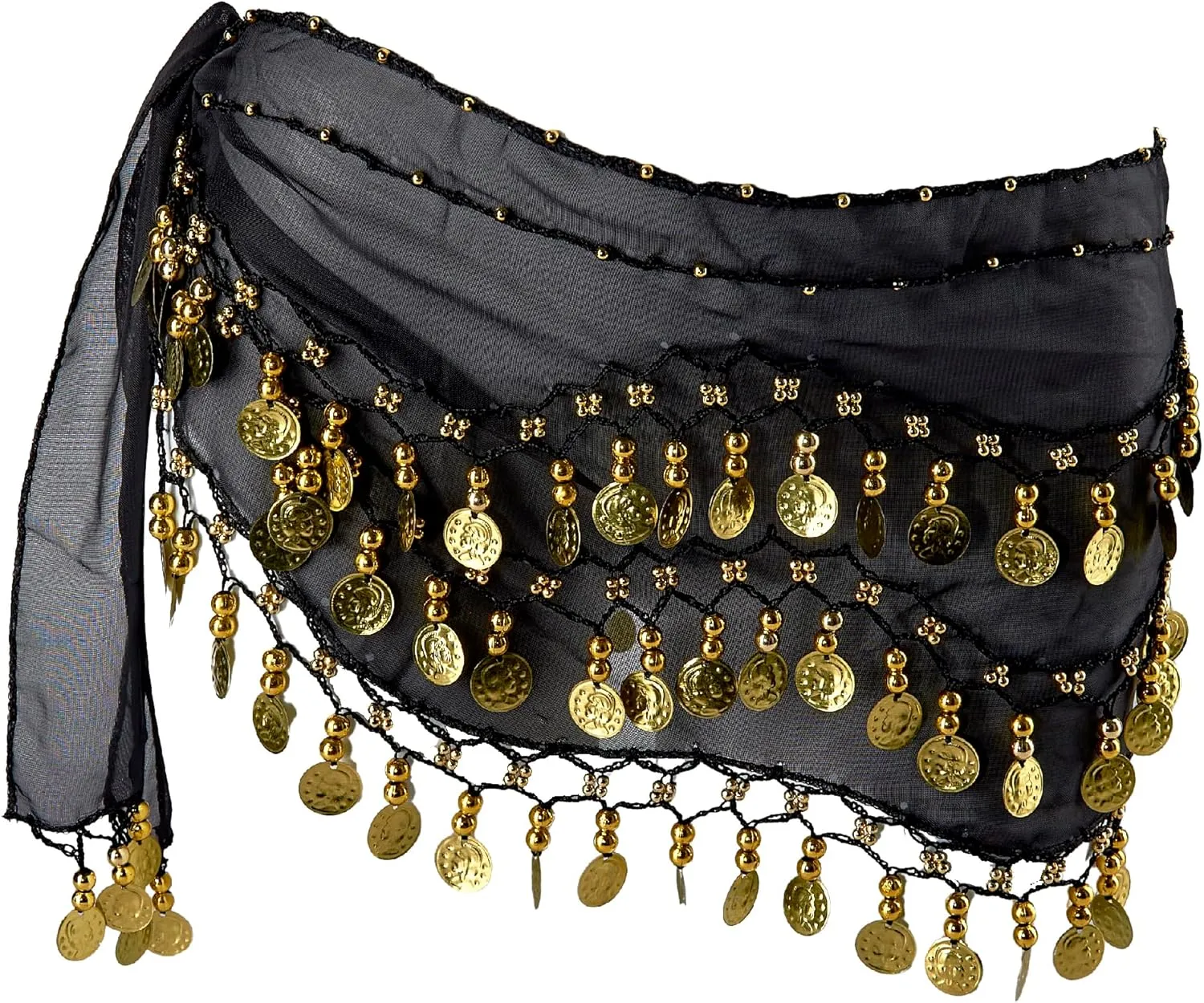 MOLFUJ Belly Dance Hip Scarf, Belly Dancing Skirt with 128 Gold Coins, Belly Dancer Belt Scarf Skirt for Women