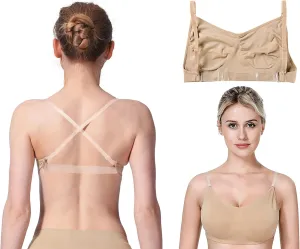 MOLLDAN Professional Dance Bras for Women Girls Adjustable Clear Straps NO Sponge Ballet Bra