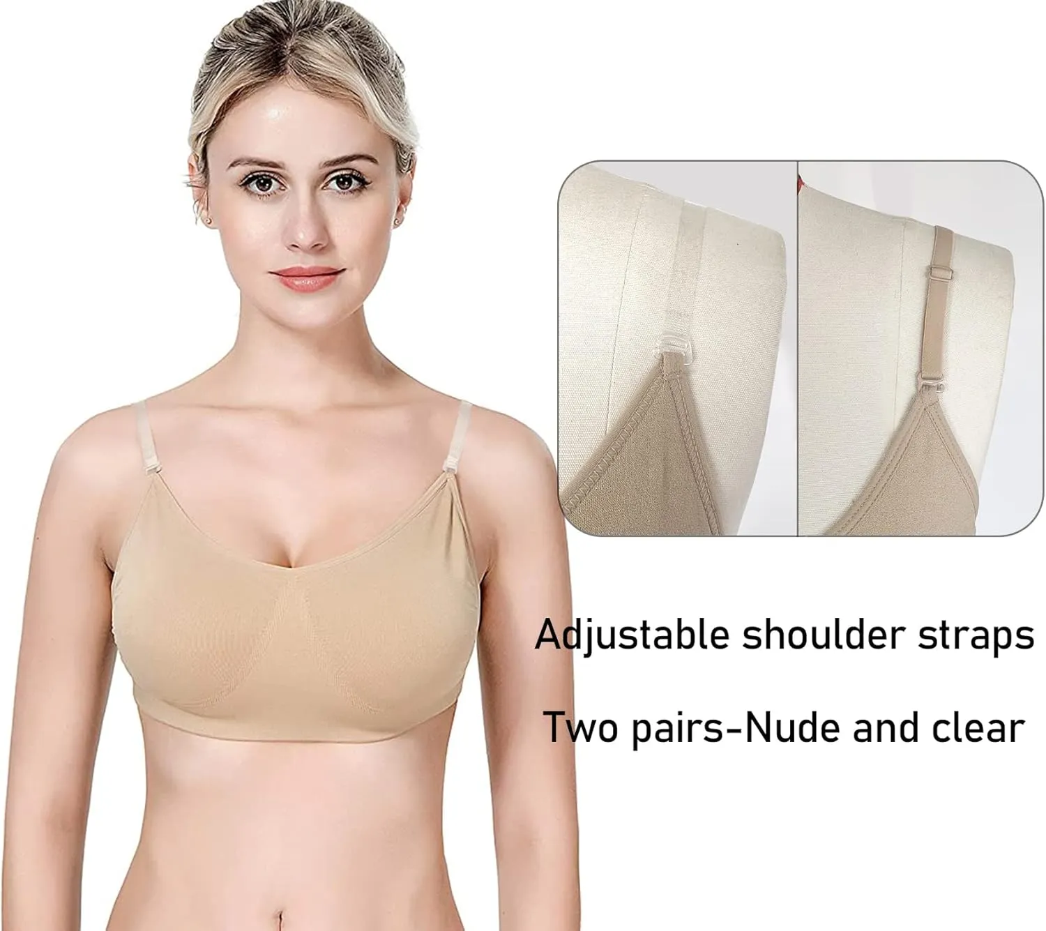 MOLLDAN Professional Dance Bras for Women Girls Adjustable Clear Straps NO Sponge Ballet Bra
