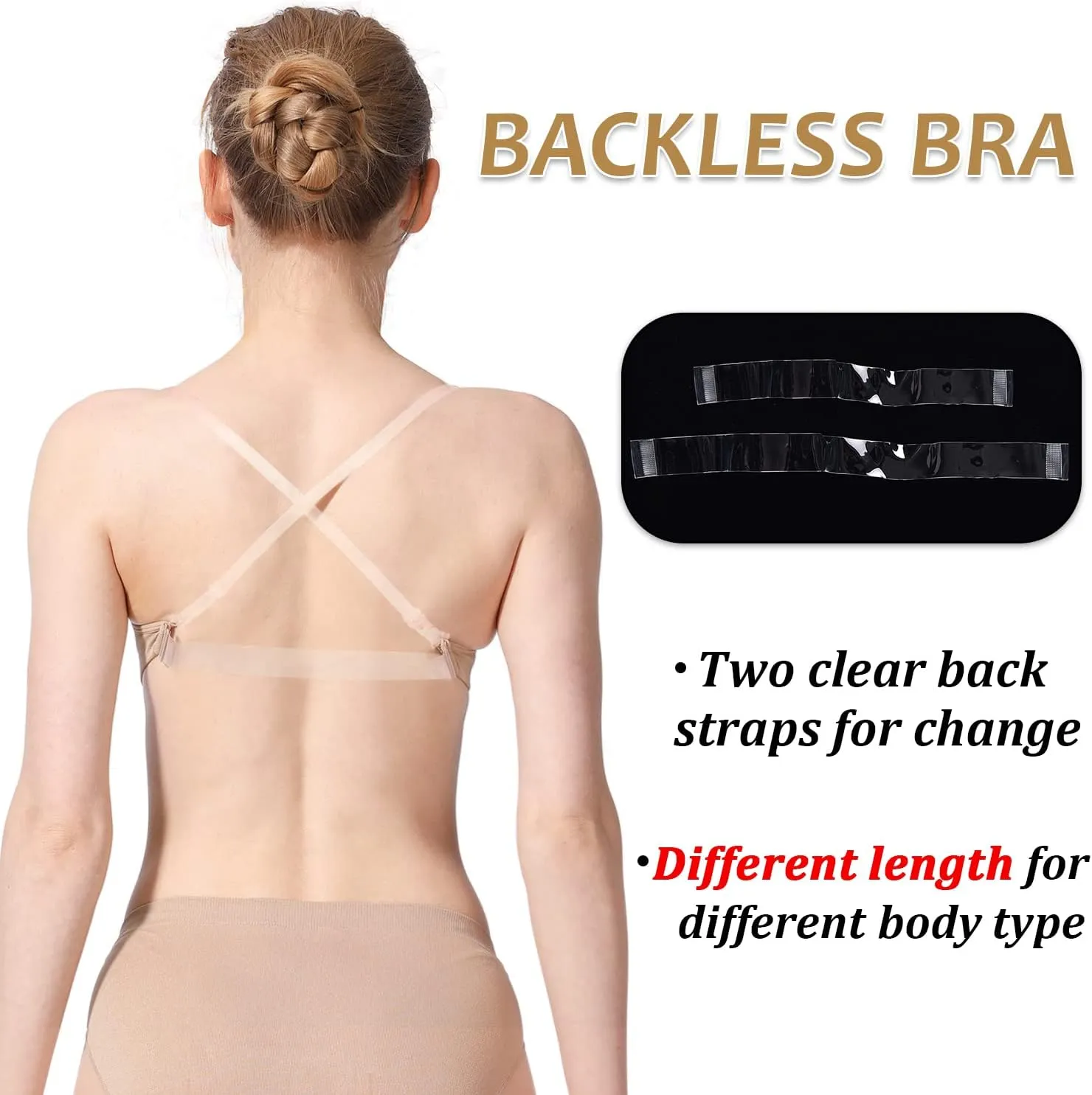 MOLLDAN Professional Dance Bras for Women Girls Adjustable Clear Straps NO Sponge Ballet Bra