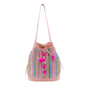 Mollis Embellished Drawstring Bucket Bag | Vibrant Bohemian Luxury – Havana & Co.