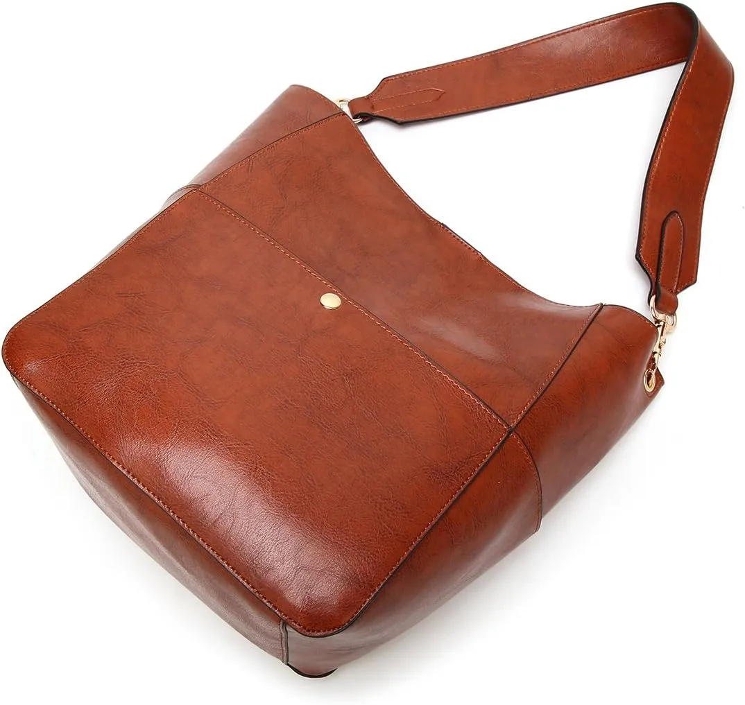 Molodo Womens Handbag, Pu Leather Bucket Tote Purse And Handbags Medium Satchel Hobo Purse Designer Work Shoulder Bags