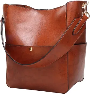 Molodo Womens Handbag, Pu Leather Bucket Tote Purse And Handbags Medium Satchel Hobo Purse Designer Work Shoulder Bags