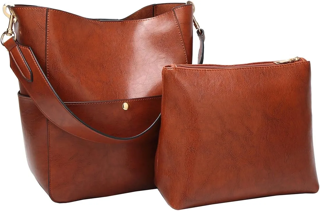 Molodo Womens Handbag, Pu Leather Bucket Tote Purse And Handbags Medium Satchel Hobo Purse Designer Work Shoulder Bags