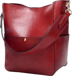 Molodo Womens Handbag, Pu Leather Bucket Tote Purse And Handbags Medium Satchel Hobo Purse Designer Work Shoulder Bags