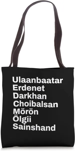 Mongolia Cities and Towns Travel Tote Bag