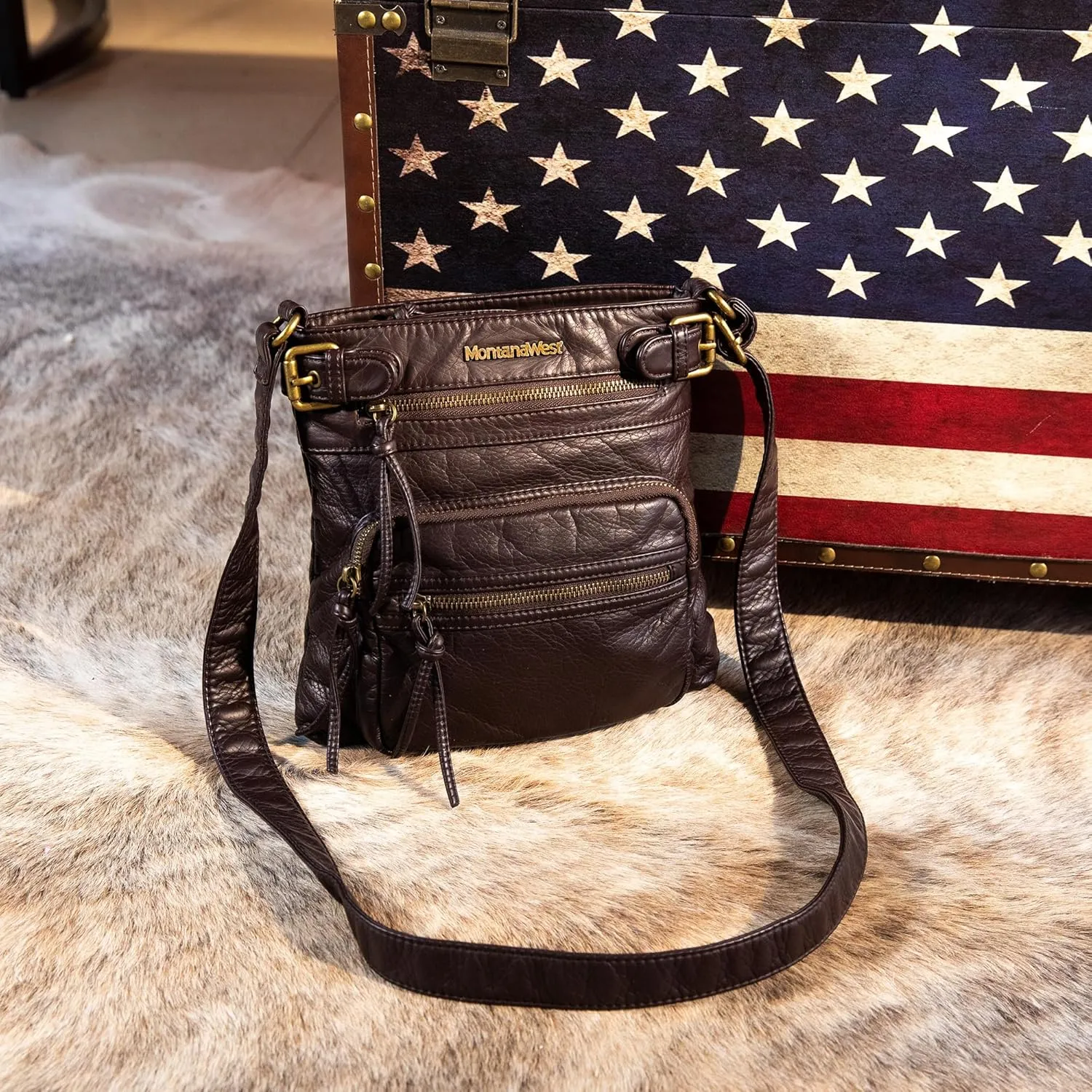 Montana West Crossbody Bag for Women Multi Pocket Shoulder Medium Travel Purses Ultra Soft Washed Leather