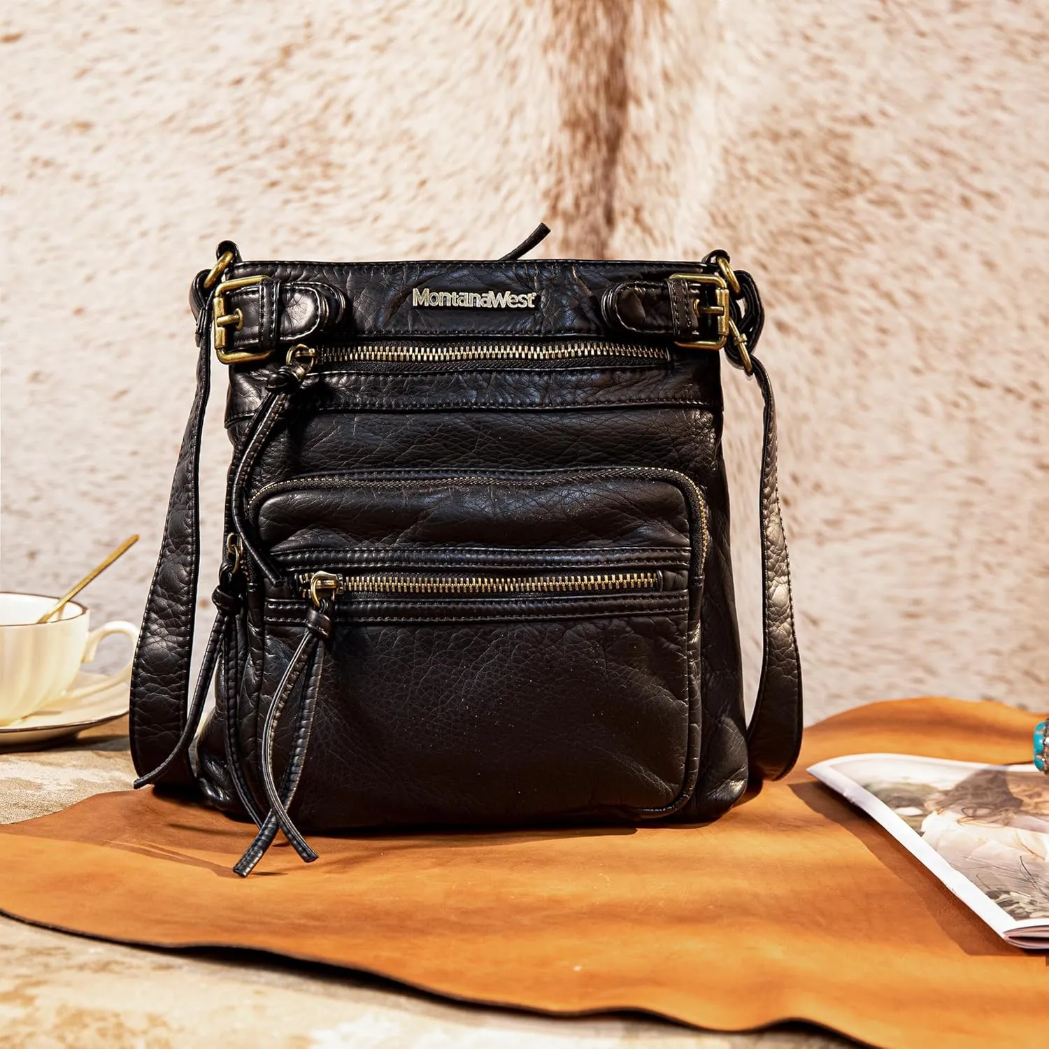 Montana West Crossbody Bag for Women Multi Pocket Shoulder Medium Travel Purses Ultra Soft Washed Leather