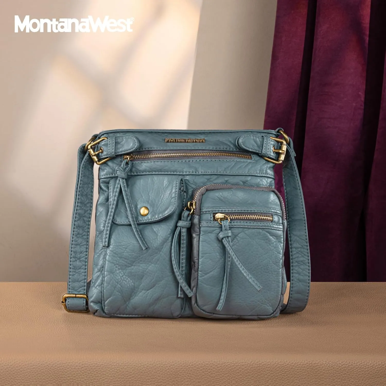 Montana West Crossbody Bag for Women Multi Pocket Shoulder Medium Travel Purses Ultra Soft Washed Leather