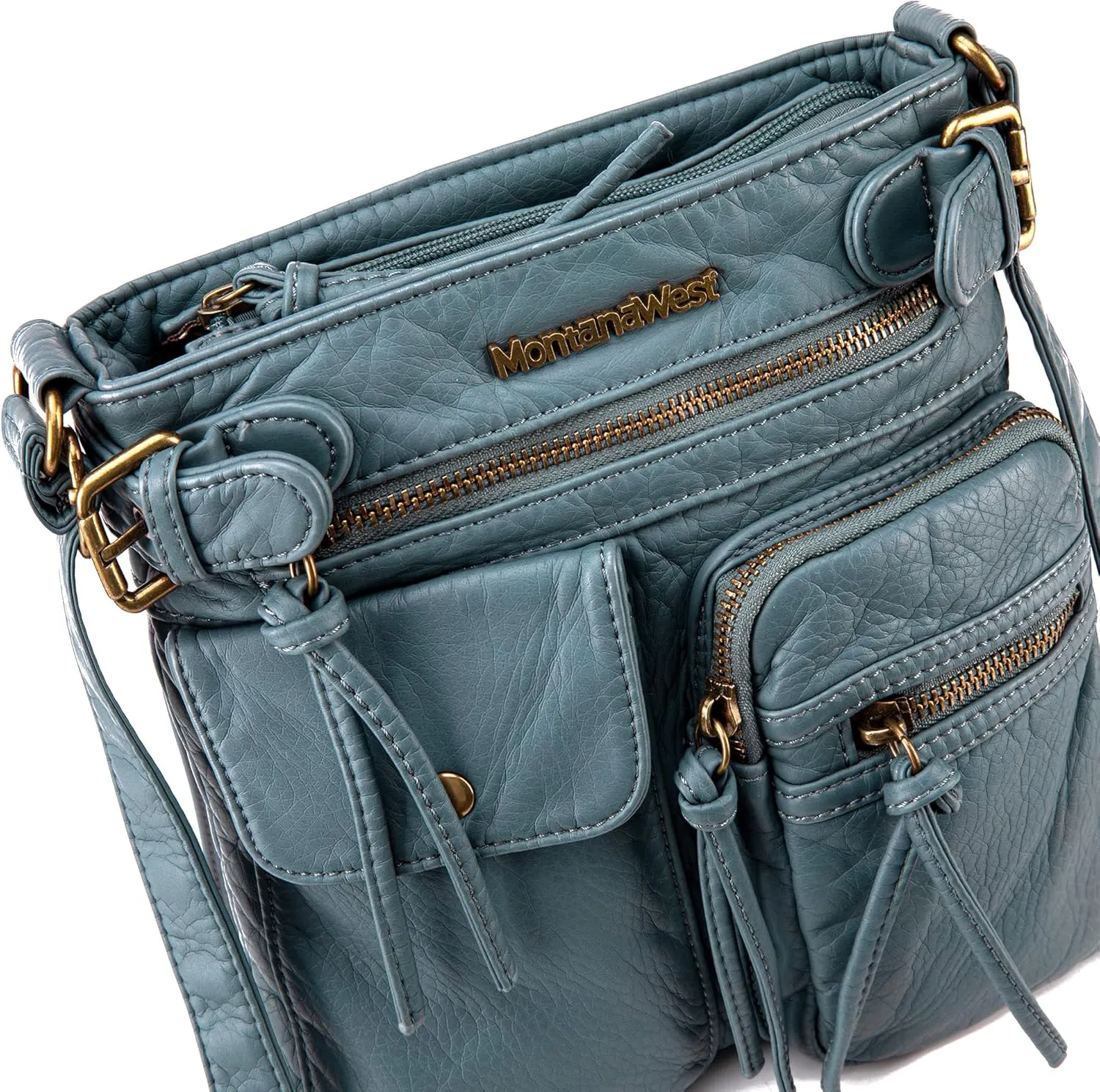 Montana West Crossbody Bag for Women Multi Pocket Shoulder Medium Travel Purses Ultra Soft Washed Leather
