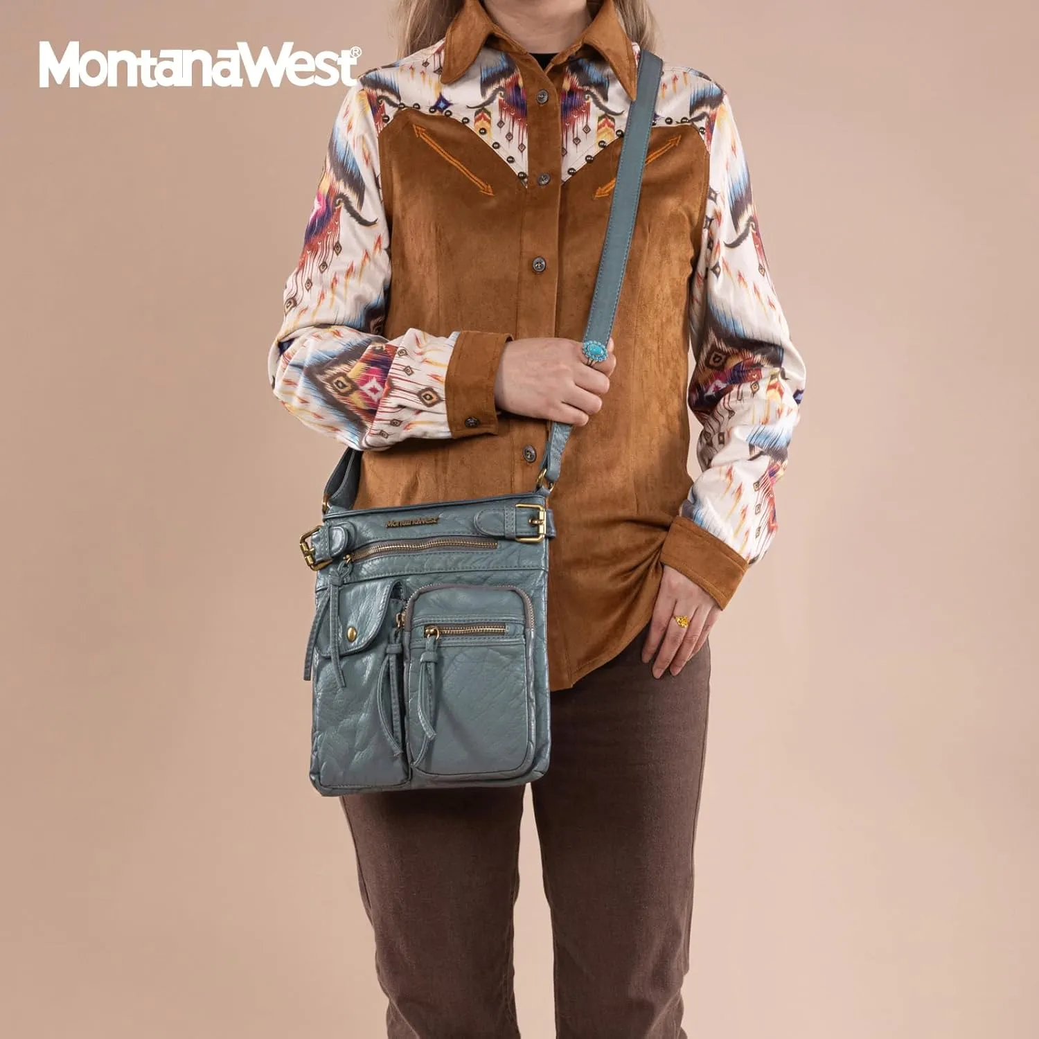 Montana West Crossbody Bag for Women Multi Pocket Shoulder Medium Travel Purses Ultra Soft Washed Leather