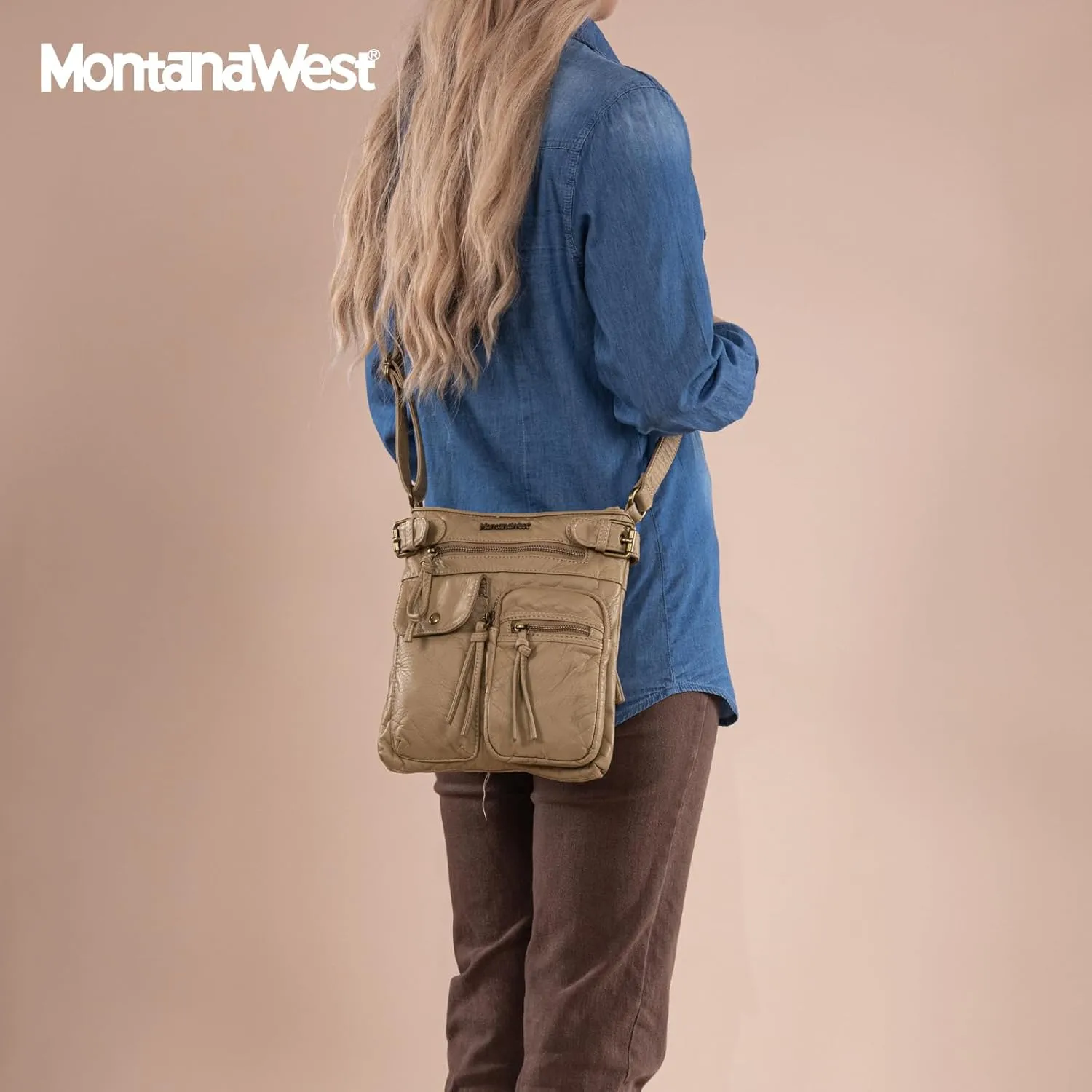 Montana West Crossbody Bag for Women Multi Pocket Shoulder Medium Travel Purses Ultra Soft Washed Leather