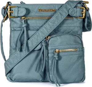 Montana West Crossbody Bag for Women Multi Pocket Shoulder Medium Travel Purses Ultra Soft Washed Leather