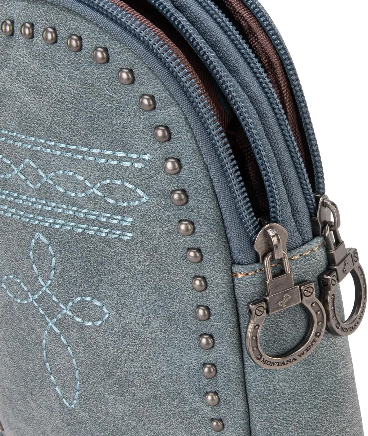 Montana West Longhorn Western Sling Bag for Women Whipstitch Fanny Packs for Women Cross Body Purse with Wide Guitar Strap