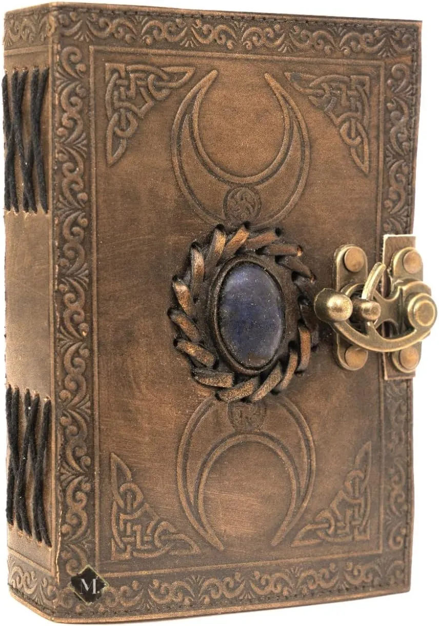 MONTEXOO Leather Journals Sketch book for Men Women - Genuine Journals for Writing 240 pages 5 x 7 inches Notebook Diary Dnd Travel Bullet Old Cool Antique Large Bound (Moon Coffee Journal)