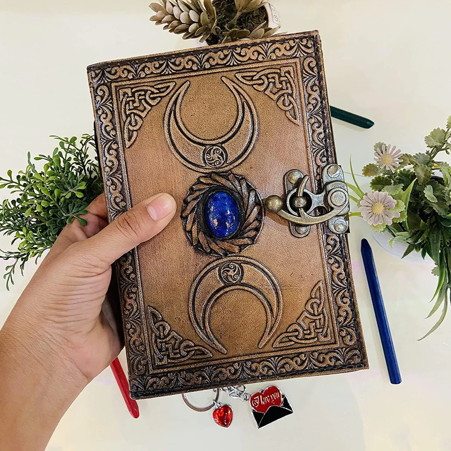 MONTEXOO Leather Journals Sketch book for Men Women - Genuine Journals for Writing 240 pages 5 x 7 inches Notebook Diary Dnd Travel Bullet Old Cool Antique Large Bound (Moon Coffee Journal)