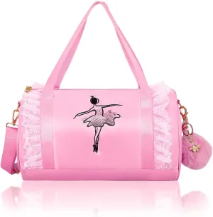 Moonmo Cute Ballet Tutu Dress Bag, Waterproof Lightweight Ballerina Pink Dance Bag for Girls