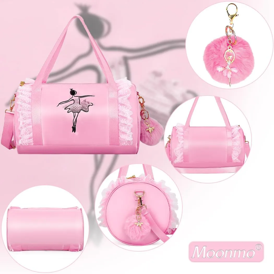 Moonmo Cute Ballet Tutu Dress Bag, Waterproof Lightweight Ballerina Pink Dance Bag for Girls