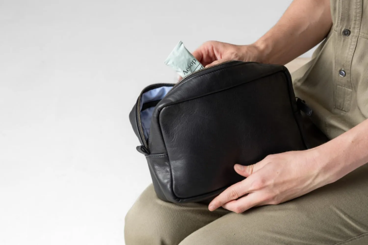 Moore & Giles | Reclaimed Wash Bag | Heirloom Black