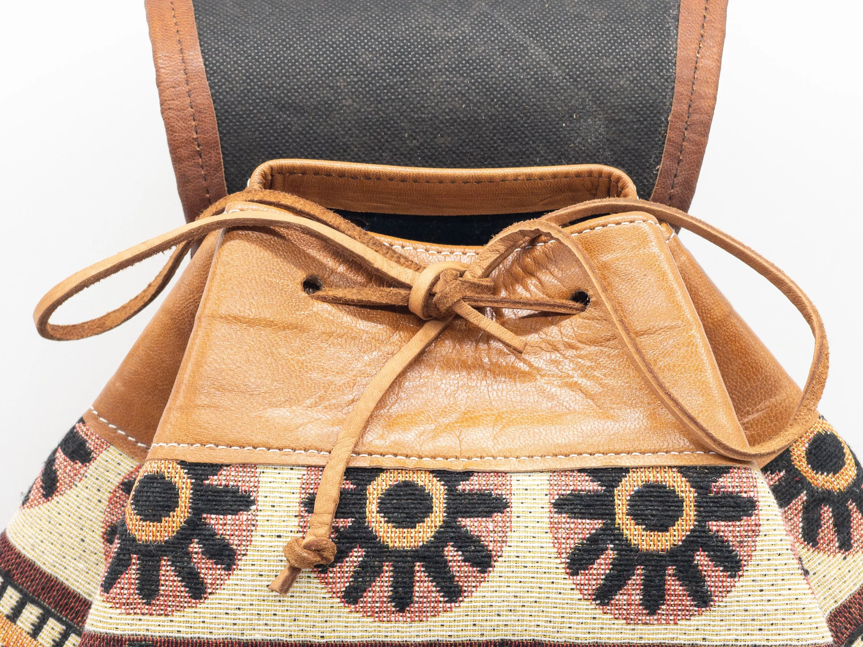 Moroccan Kilim Leather Backpack - Bohemian Shoulder Bag